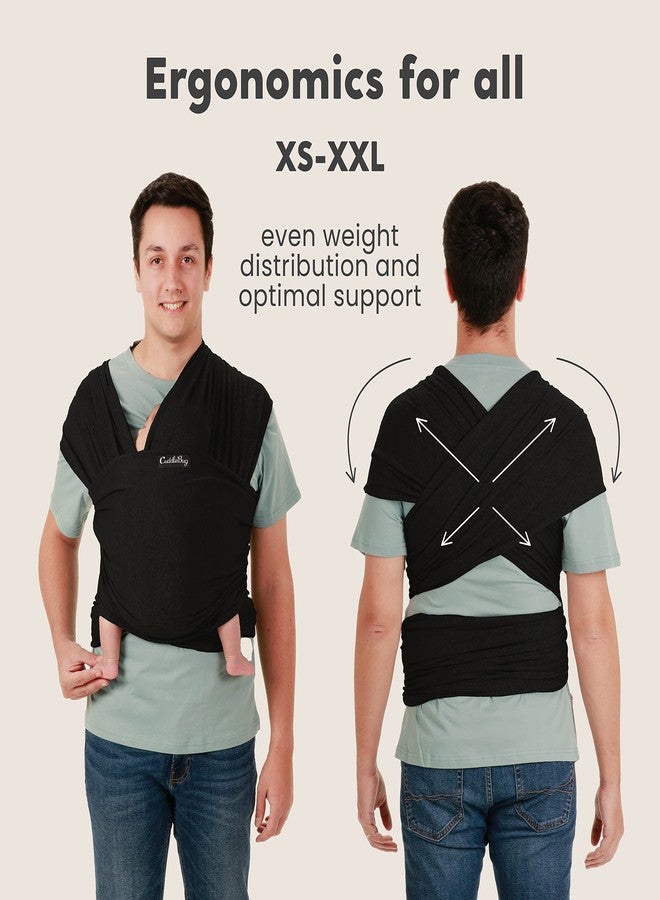 Cuddle Bug Cuddlebug Hands-Free Baby Carrier - Soft & Stretchy Wrap for Newborn to Toddler 7-35 lbs - One-Size-Fits-All Hip-Healthy Holder (Black) - Image 5